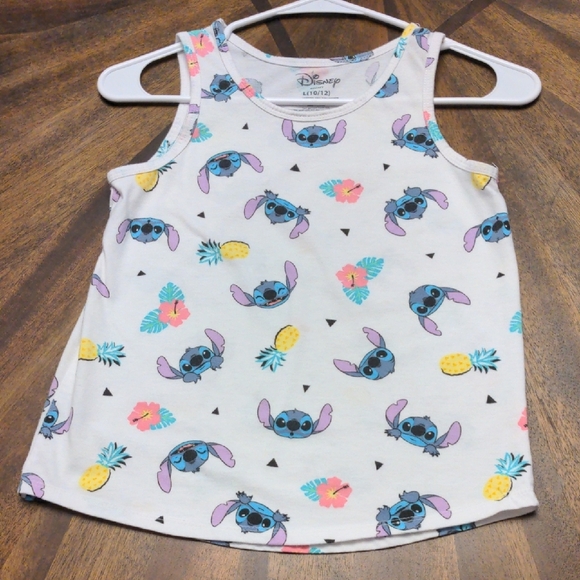 Disney Kids Tank Top - White with Blue and Pink Stitch Design - Picture 1 of 8